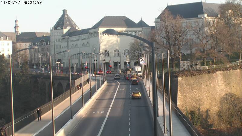 Webcam des travaux d'élargissement à Luxembourg-ville du pont 'passerelle' reliant le quartier gare et le quartier centre